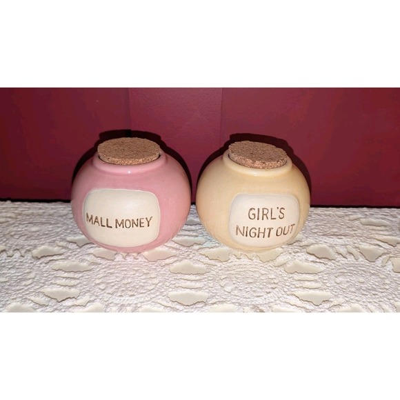 Other - Vintage Girls Night‎ Out Mall Money Set Of 2 Corked Savings Jars